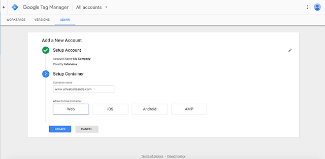 Setup New account Google Tag Manager