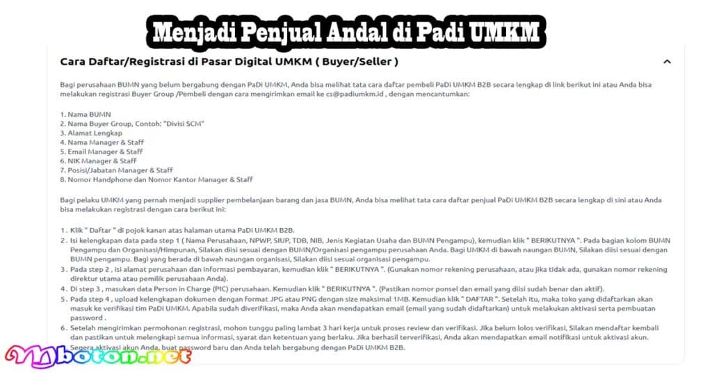 Panduan Cara Daftar Registrasi Padi UMKM Seller ( Buyer/Seller ) 2 Menjadi Penjual Andal di Padi UMKM