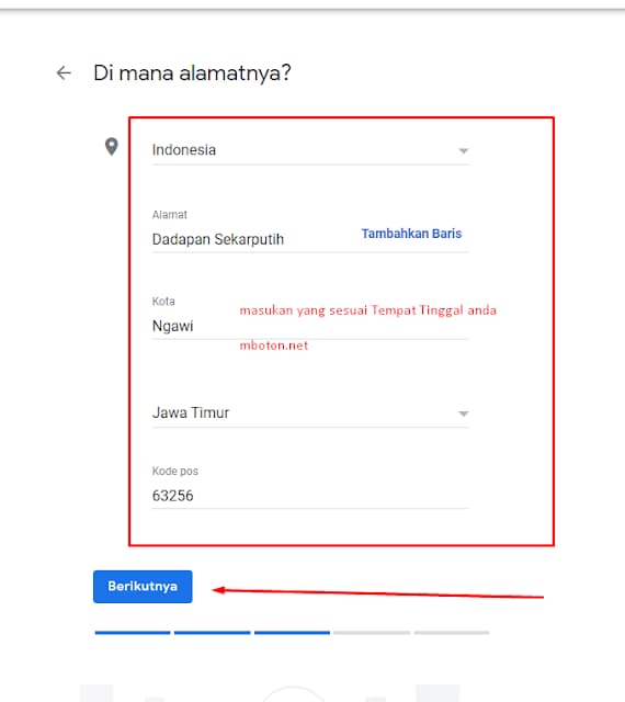 Masukan Alamat Google Bisnis