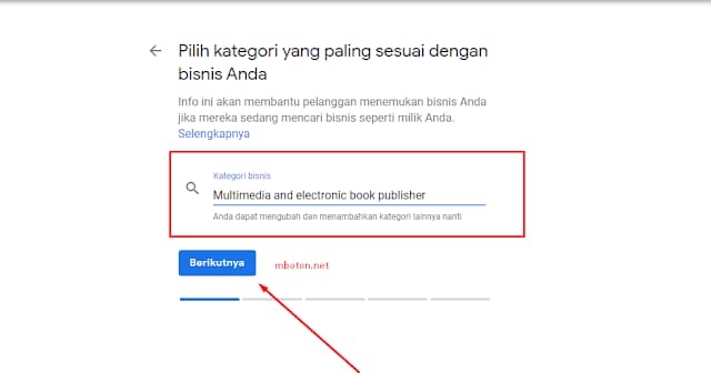 Pilih kategori Google Bisnisku