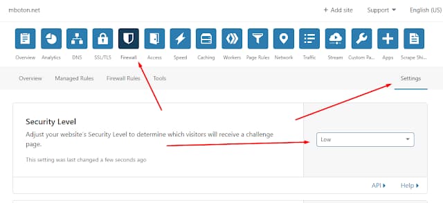 Firewall yang ada CloudFlare Firewall yang ada CloudFlare