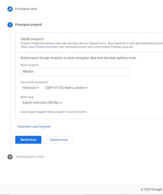 ID pelacakan dan setting data akun yang berguna untuk mengkontrol data dari Google Analyics