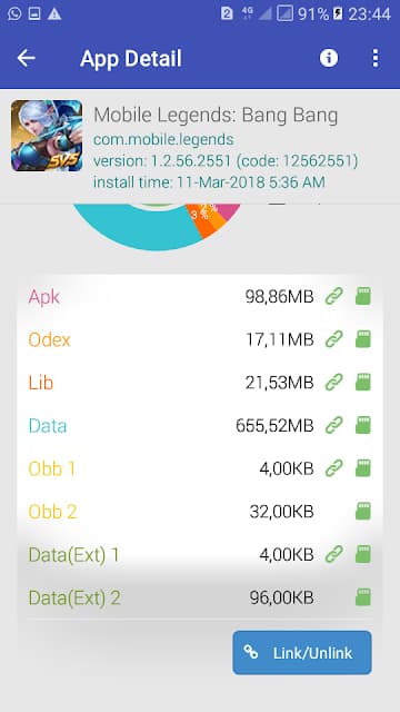 Sebagai contoh saya lampirkan aplikasi yang saya pindahkan ke SDcard milik saya sendiri yaitu game mobile legend