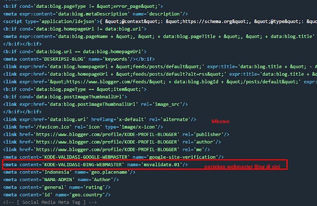 Cara Daftar Webmaster Bing Dan Submit Untuk Blogger 2 Verift Webmaster Bing blogger