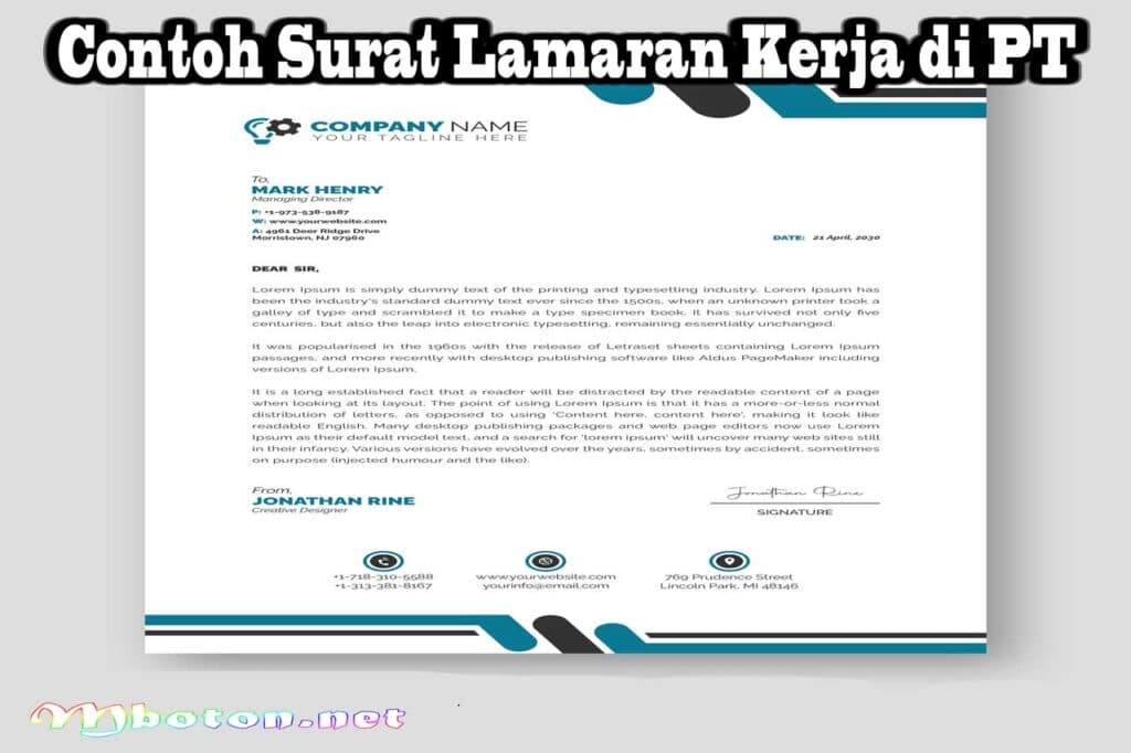 Contoh Surat Lamaran Kerja di PT yang Efektif dan Menarik 3 Contoh Surat Lamaran Kerja di PT