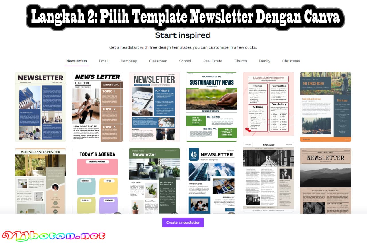 Cara Membuat Newsletter dengan Canva Gratis Template 2 Langkah 2 Pilih Template Newsletter Dengan Canva