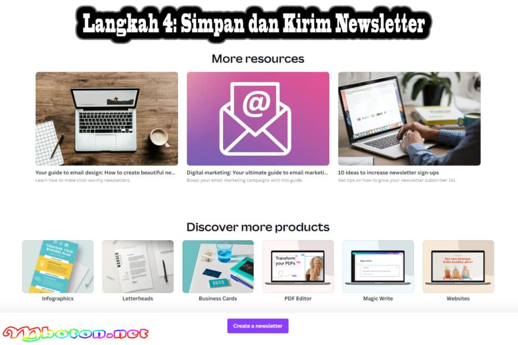 Cara Membuat Newsletter dengan Canva Gratis Template 3 Langkah 4 Simpan dan Kirim Newsletter