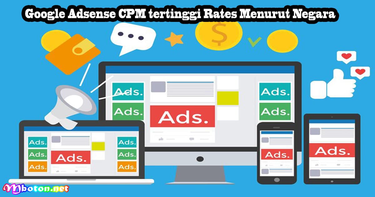 Google Adsense CPM tertinggi Rates Menurut Negara