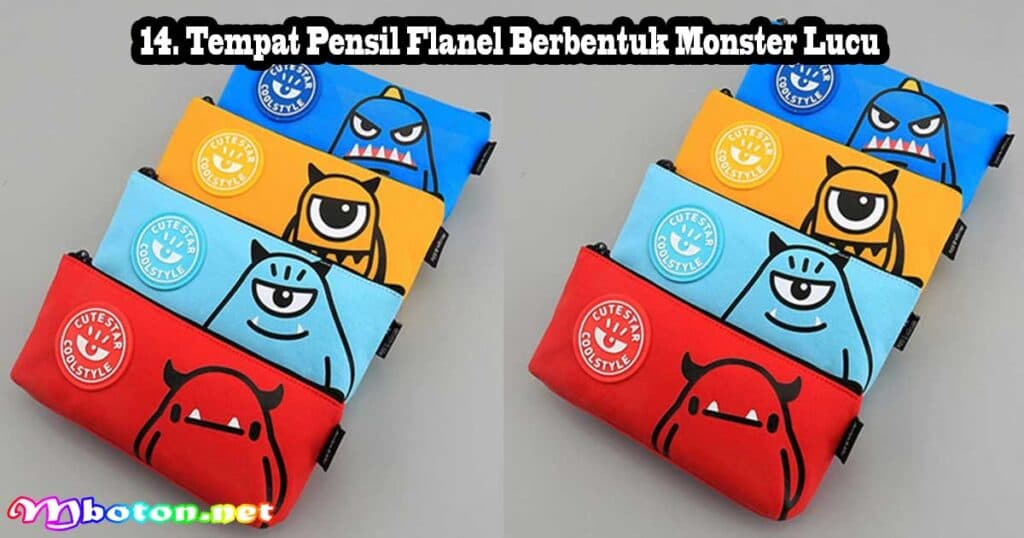 15 Ide Kreatif Tempat Pensil Dari Kain Flanel Estetik 14 14. Tempat Pensil Flanel Berbentuk Monster Lucu