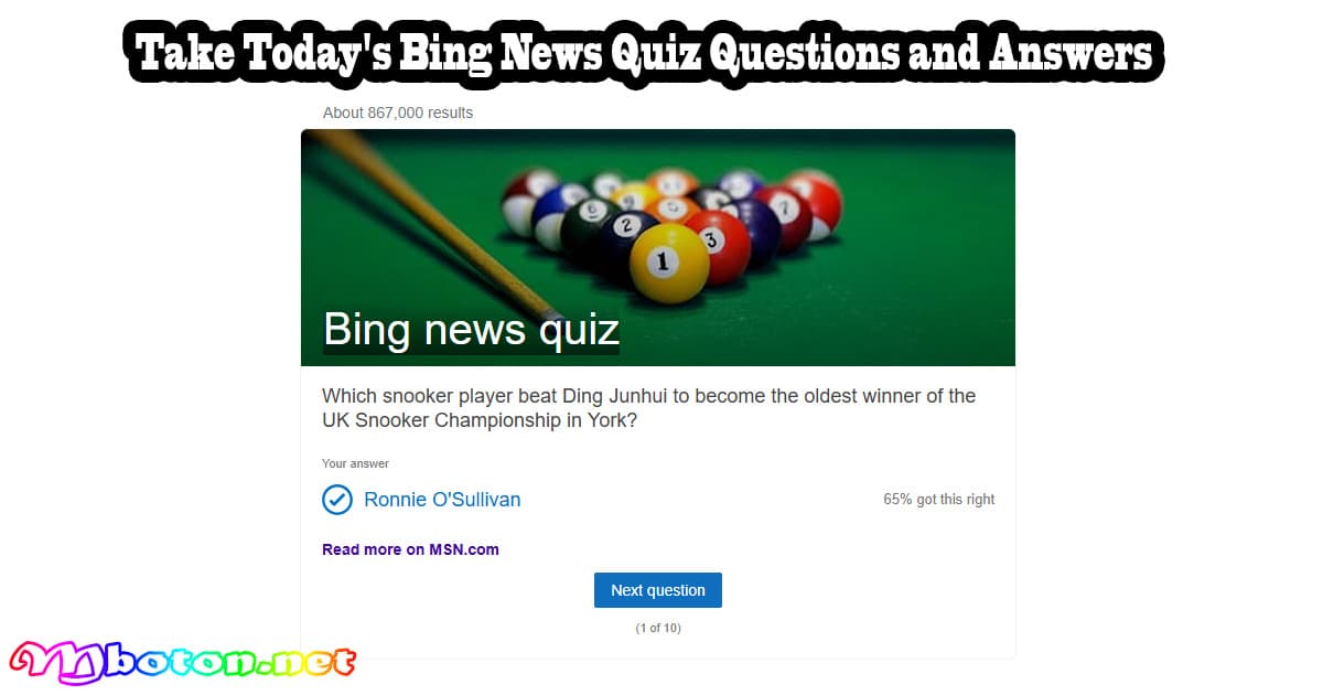 Take Today’s Bing News Quiz Questions and Answers