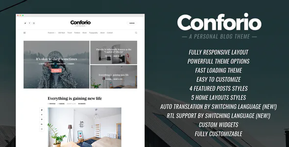 Conforio - A Personal Blogger Blog Theme 5 Conforio – A Personal Blogger Blog Theme
