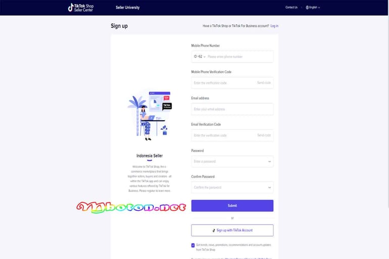 mendaftarkan TikTok Shop melalui Laptop Komputer