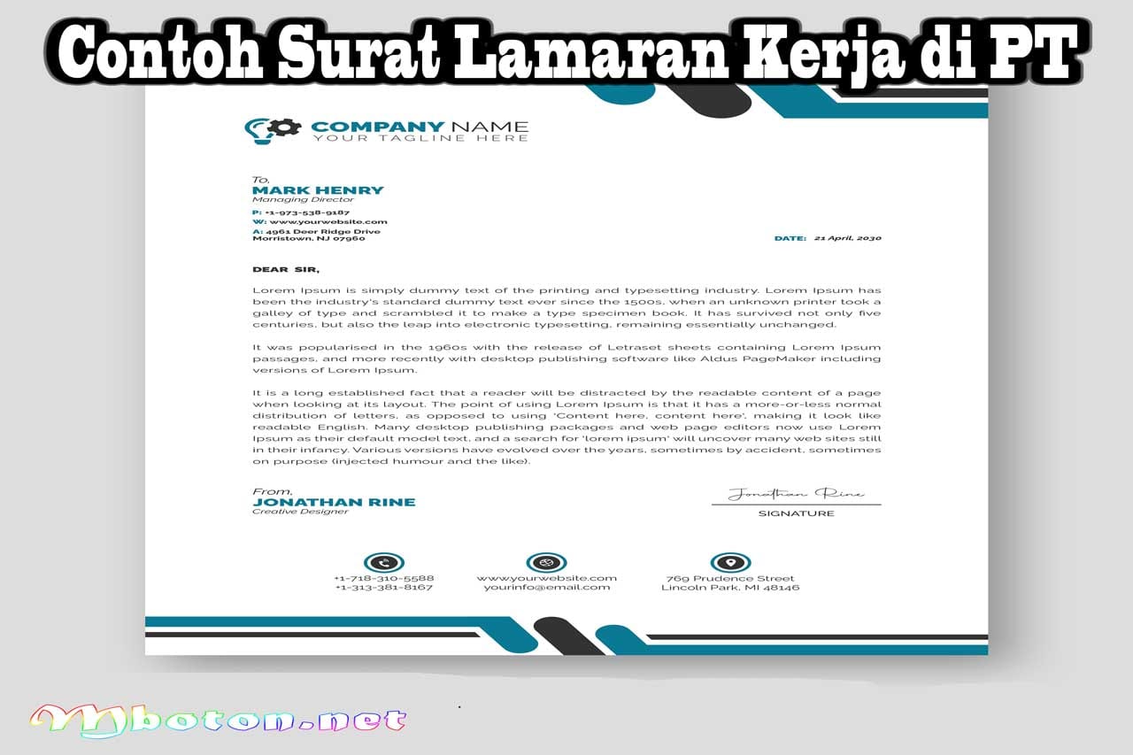 Contoh Surat Lamaran Kerja di PT yang Efektif dan Menarik 3 Contoh Surat Lamaran Kerja di PT