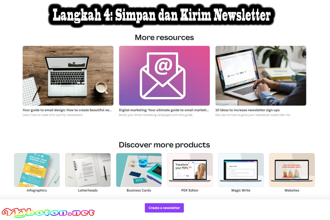 Cara Membuat Newsletter dengan Canva Gratis Template 3 Langkah 4 Simpan dan Kirim Newsletter