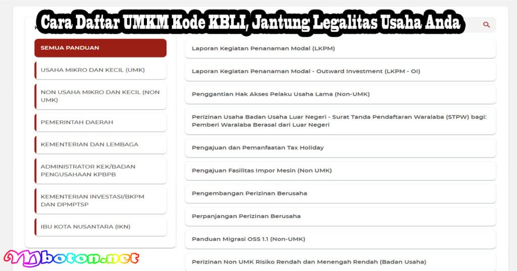 Cara Daftar UMKM Online OSS (Usaha Mikro, Kecil, dan Menengah) 2 Cara Daftar UMKM Kode KBLI, Jantung Legalitas Usaha Anda