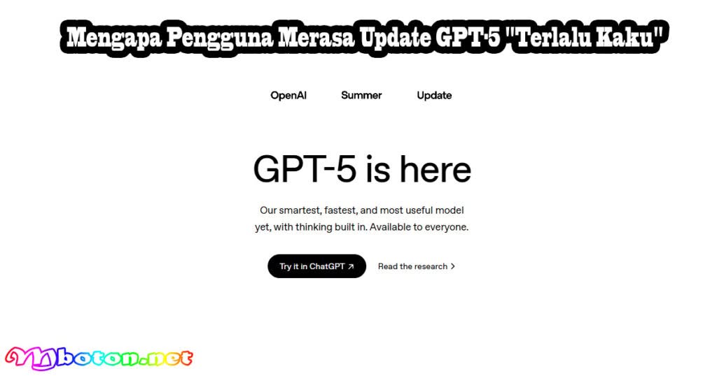 OpenAI Update GPT-5: Lebih dari Sekadar Cerdas 1 Mengapa Pengguna Merasa Update GPT-5 "Terlalu Kaku"