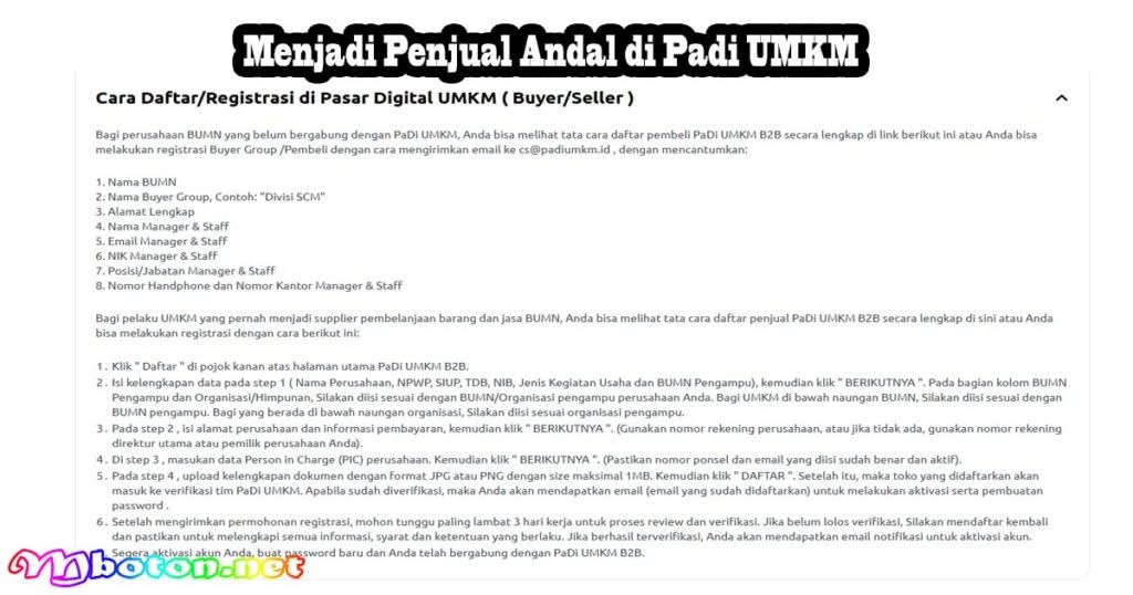 Panduan Cara Daftar Registrasi Padi UMKM Seller ( Buyer/Seller ) 2 Menjadi Penjual Andal di Padi UMKM