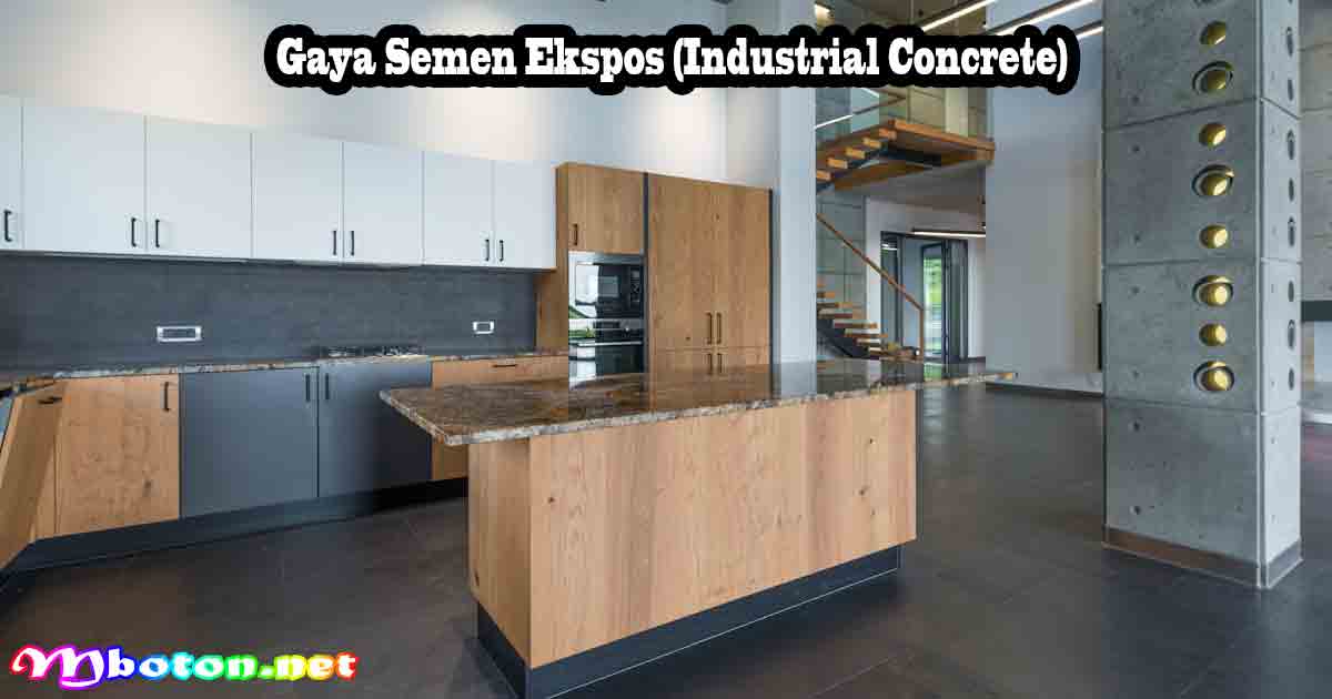 12 Model Keramik Lantai Dapur Estetis 5 Gaya Semen Ekspos (Industrial Concrete)